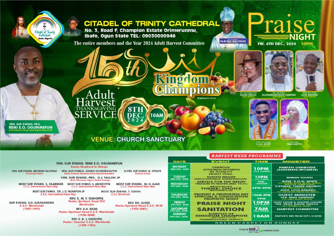 CCC CITADEL OF TRINITY CATHEDRAL LIONIZE KINGDOM CHAMPIONS! V/S/E Remi E.O Ogunmefun host
