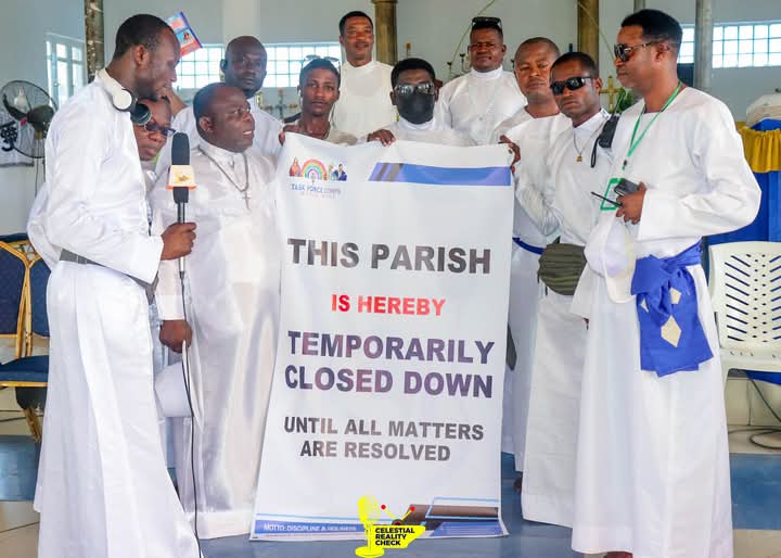 PARISH SHUTDOWN! 5 MILLION NAIRA CAUSES DISPUTE…..V/S/E Adjovi protect Church Integrity.