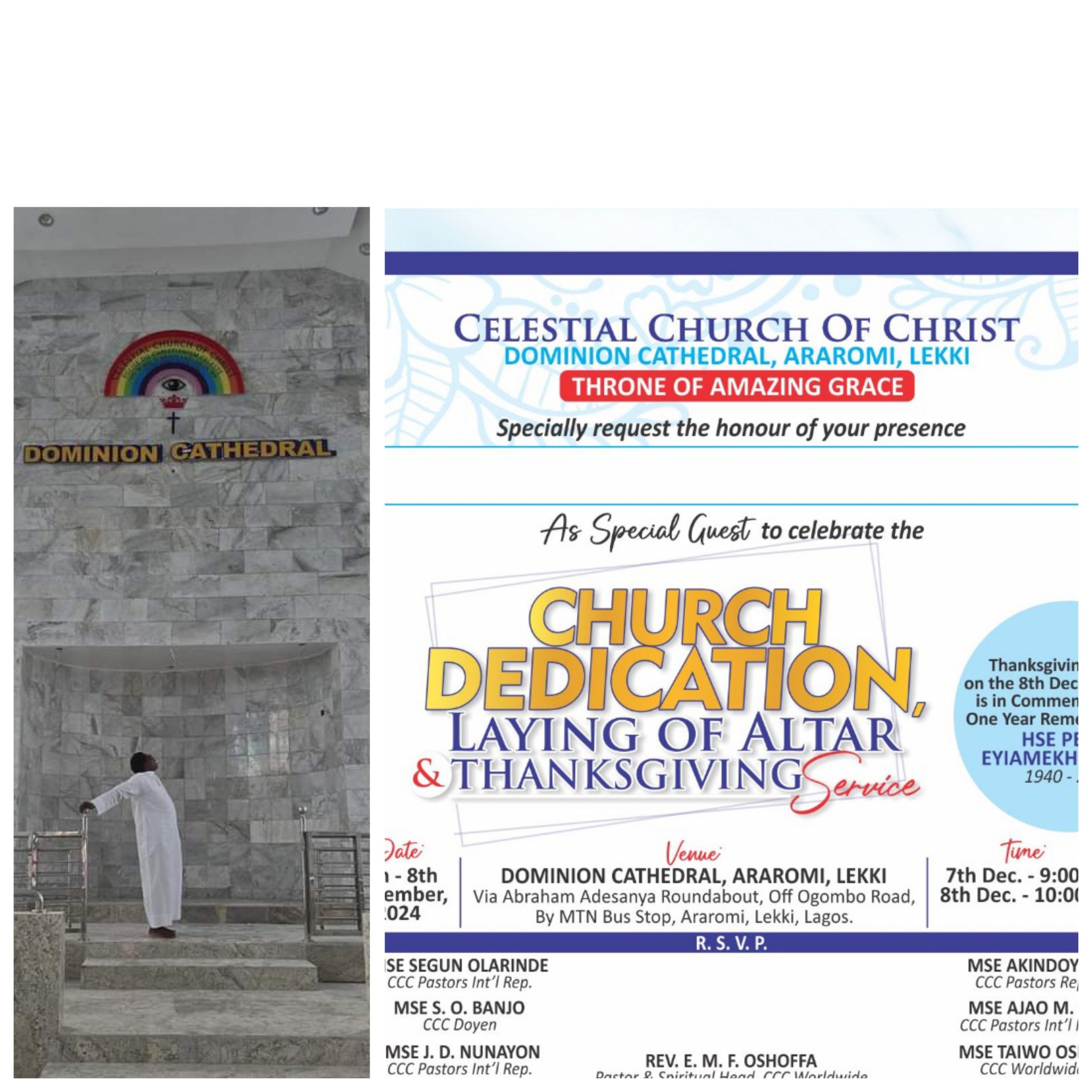 CCC DOMINION CATHEDRAL, LEKKI TO BE OPEN! Evang Ekunlola, V/S/E Tosho Oshoffa, V/S/E Kiki lead revival…….