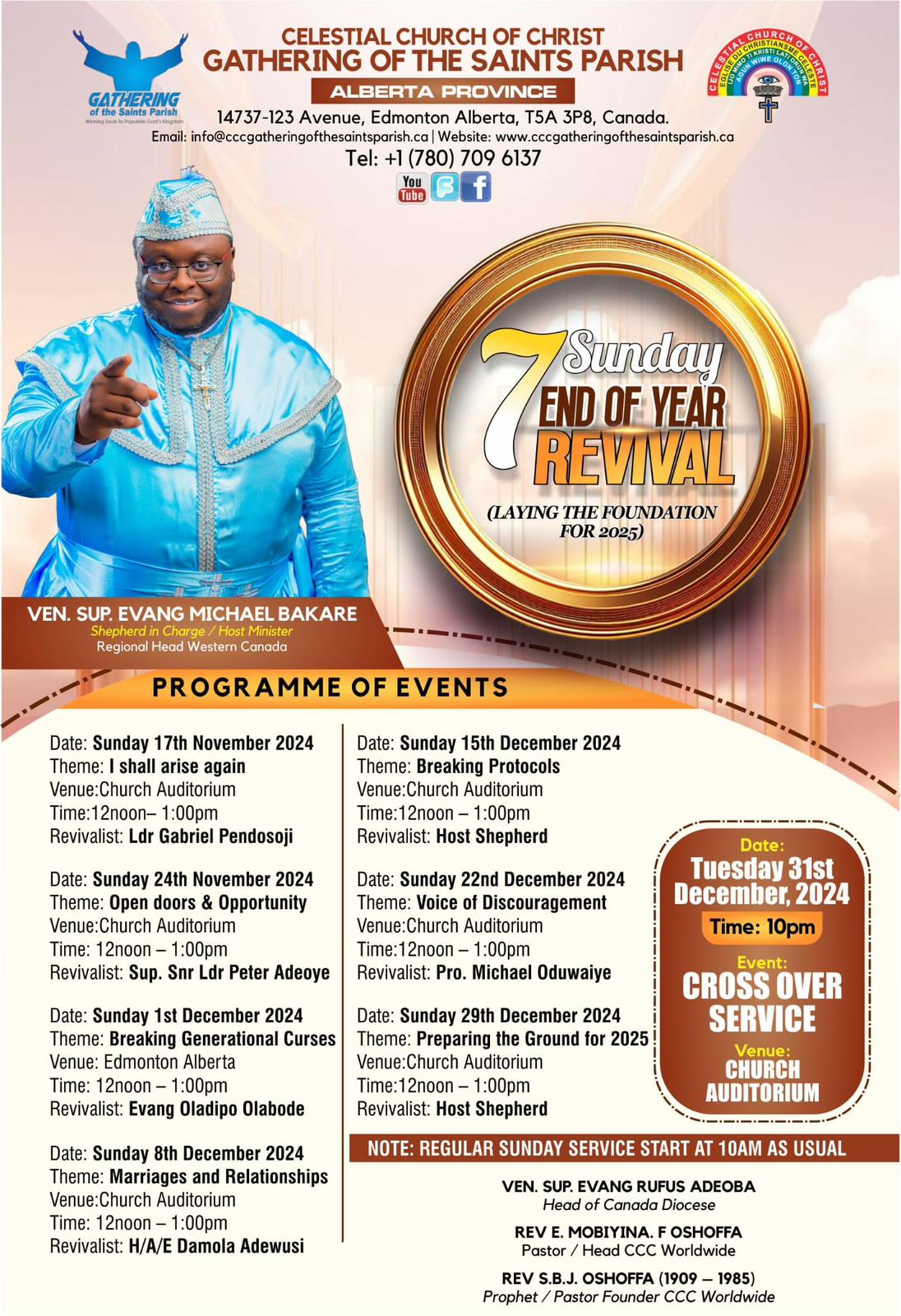 7 SUPER SUNDAYS IN CANADA! VSE Bakare declares Prophetic Declaration ahead……