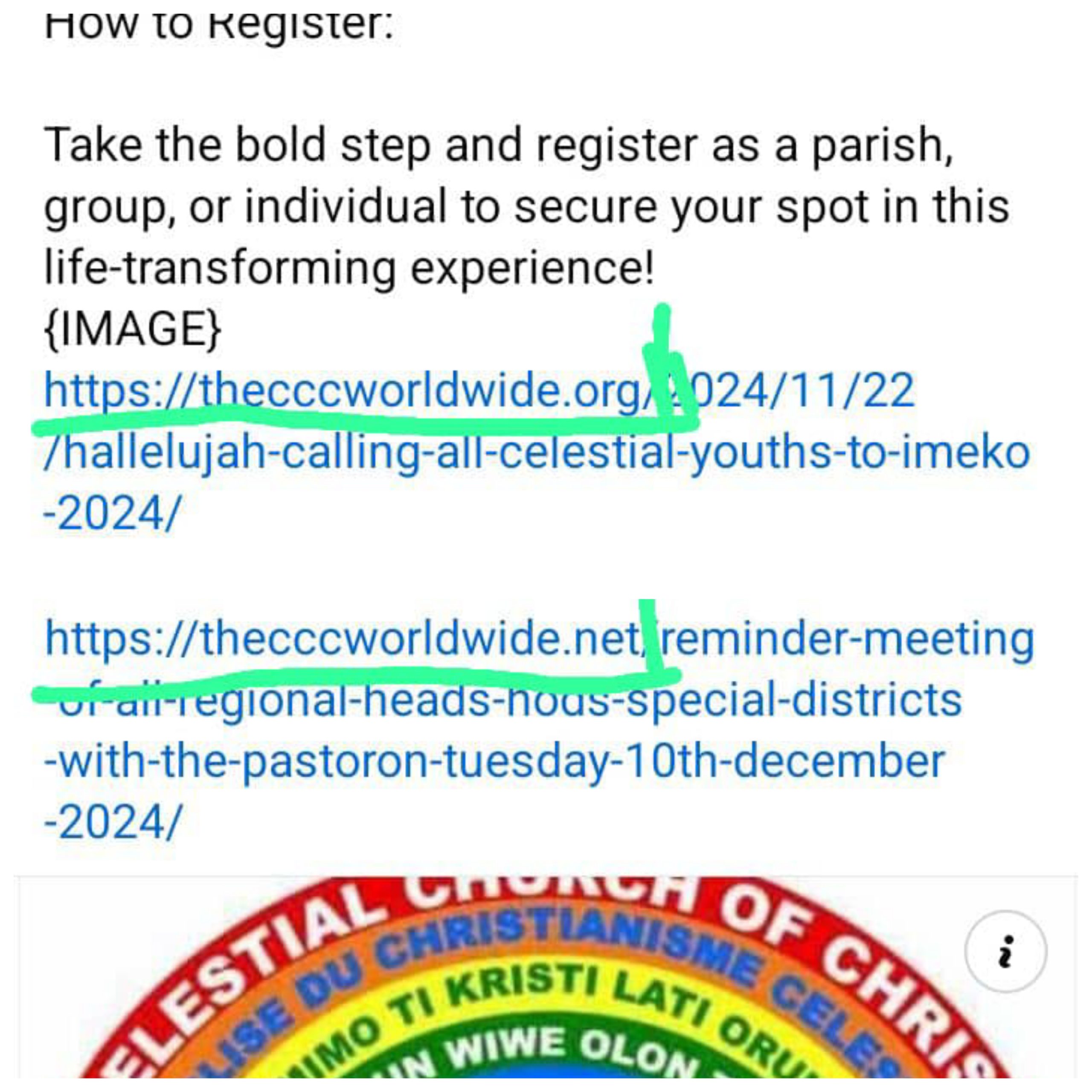 CONFUSION ARISES FROM PASTOR’S OFFICE! 2 different website been operated…………..