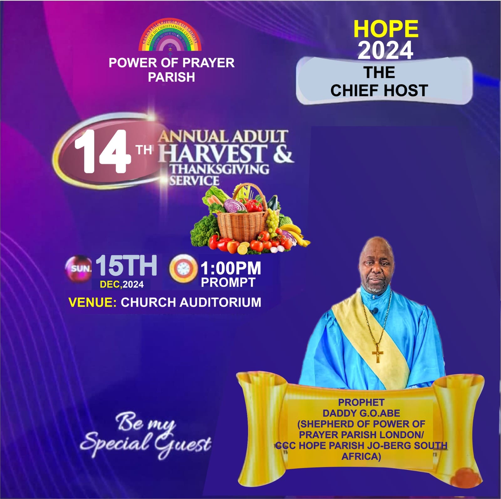 WOLI ABE ANNOUNCE 14TH ANNUAL ADULT HARVEST.