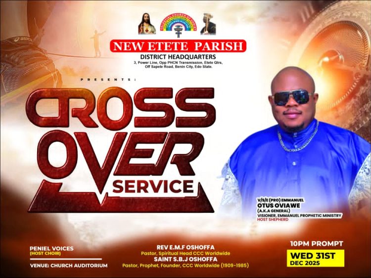 NO ONE MUST CROSS WITHOUT GOD’S WORD” PROPHET OVIAWE EDICTS CCC NEW ETETE CROSS OVER SERVICE INTO 2026