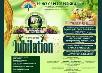 CCC PRINCE OF PEACE PARISH 3, USA MARKS 17TH ADULT HARVEST WITH PRAISE, PROPHECY AND CELEBRATION