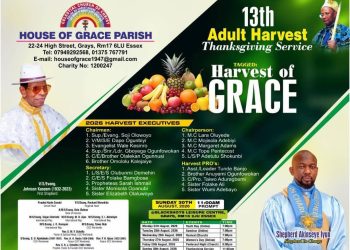 GOD’S GRACE HAS BROUGHT US THIS FAR’- V/S/E AKINSEYE IYUN AS CCC HOUSE OF GRACE PARISH, LONDON MARKS 13TH ADULT HARVEST
