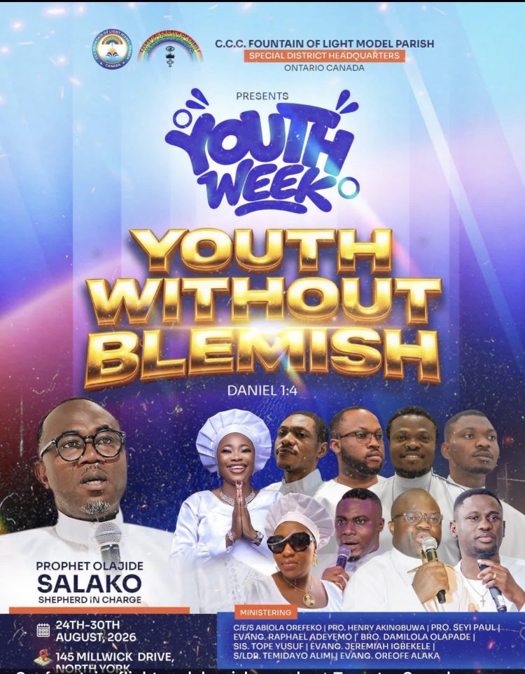 VSE SALAKO CHARGES CANADIAN YOUTH TO PREPARE FOR SPIRITUAL INVASION AS CCC FOUNTAIN OF LIGHT MODEL PARISH, CANADA HOSTS YOUTH WEEK