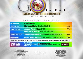 THREE DECADES AND THREE YEARS OF THANKSGIVING; CCC NEW JERUSALEM PARISH LONDON CELEBRATES 33rd ADULT HARVEST