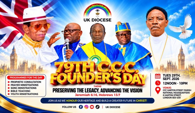 “PRESERVING THE LEGACY, ADVANCING THE VISION”: UK DIOCESE SET TO MARK 79TH CCC FOUNDER’S DAY