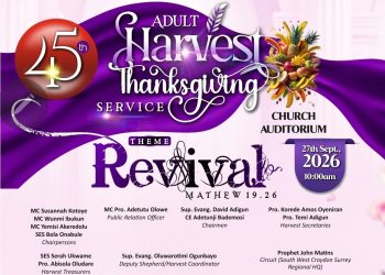 CCC CLAPHAM PARISH, LONDON LOOKS BACK WITH GRATITUDE, FORWARD WITH FAITH FOR THEIR 45TH ADULT HARVEST THANKSGIVING