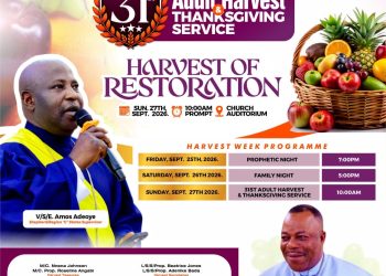 31ST ADULT HARVEST: CCC COMFORTER PARISH LOS ANGELES, USA DECLARES SEASON OF RESTORATION