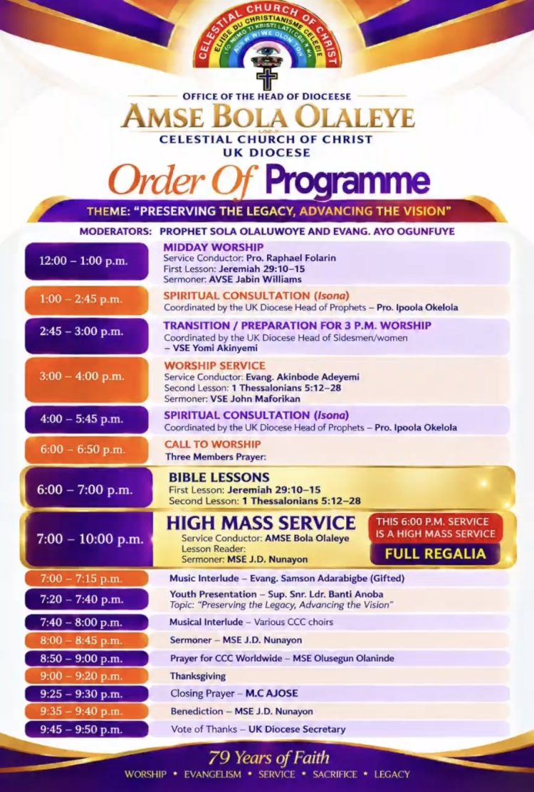 UK DIOCESE TO HOLD SPECIAL SERVICE AT CCC HARTON STREET NATIONAL HEADQUARTERS, LONDON FOR 79TH ANNIVERSARY OF CCC