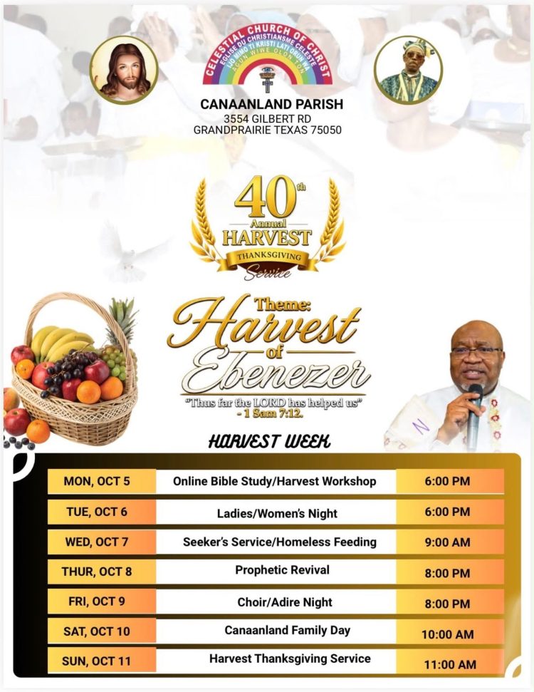 “HARVEST OF EBENEZER”: CCC CANAANLAND PARISH, TEXAS USA LOOKS BACK ON 40 YEARS OF ANNUAL THANKSGIVING