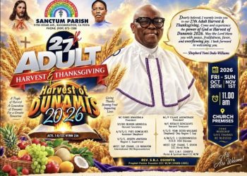 CCC SANCTUM PARISH BLOOMINGTON, CALIFORNIA USA SET TO CELEBRATE 27TH ADULT HARVEST AND THANKSGIVING, TAGGED “HARVEST OF DUNAMIS 2026”